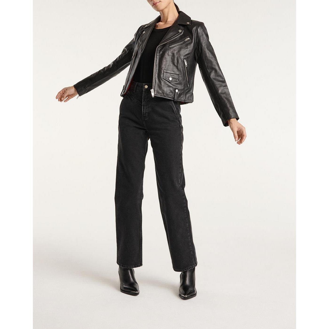 The Kooples - Jean Noir Large Naomy À Détail Matelassé - Femme