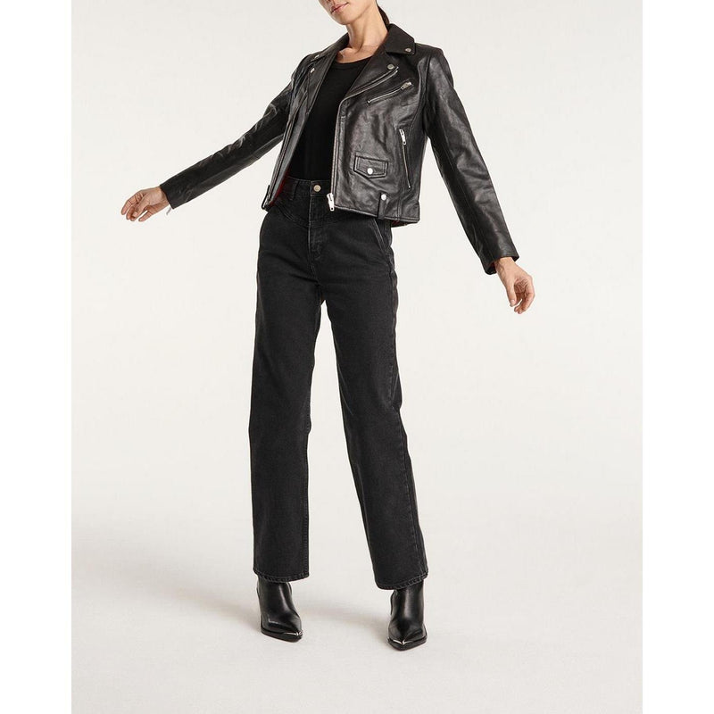 The Kooples - Jeans Naomy Ancho Negro Detalle Acolchado - Mujer
