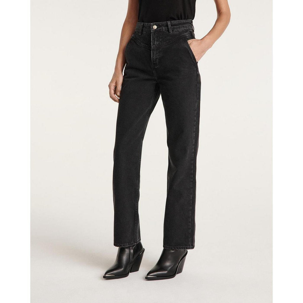 The Kooples - Jean Noir Large Naomy À Détail Matelassé - Femme