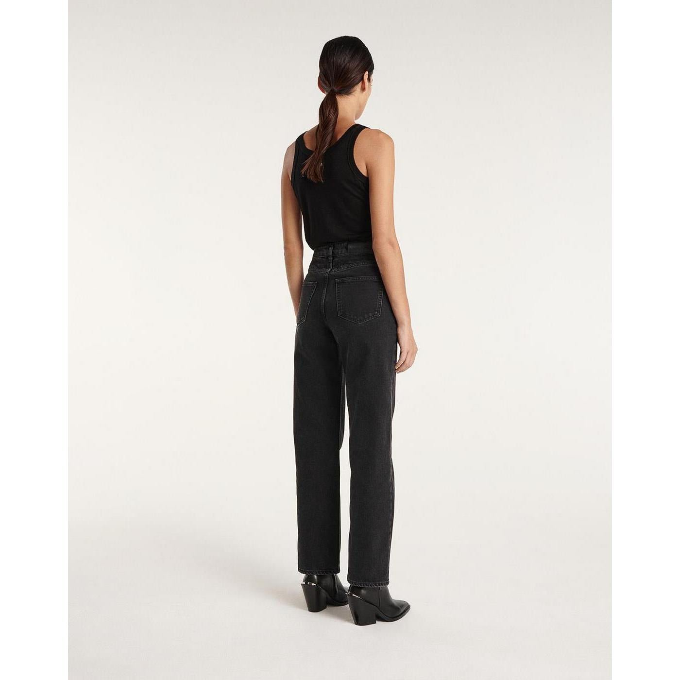 The Kooples - Jean Noir Large Naomy À Détail Matelassé - Femme