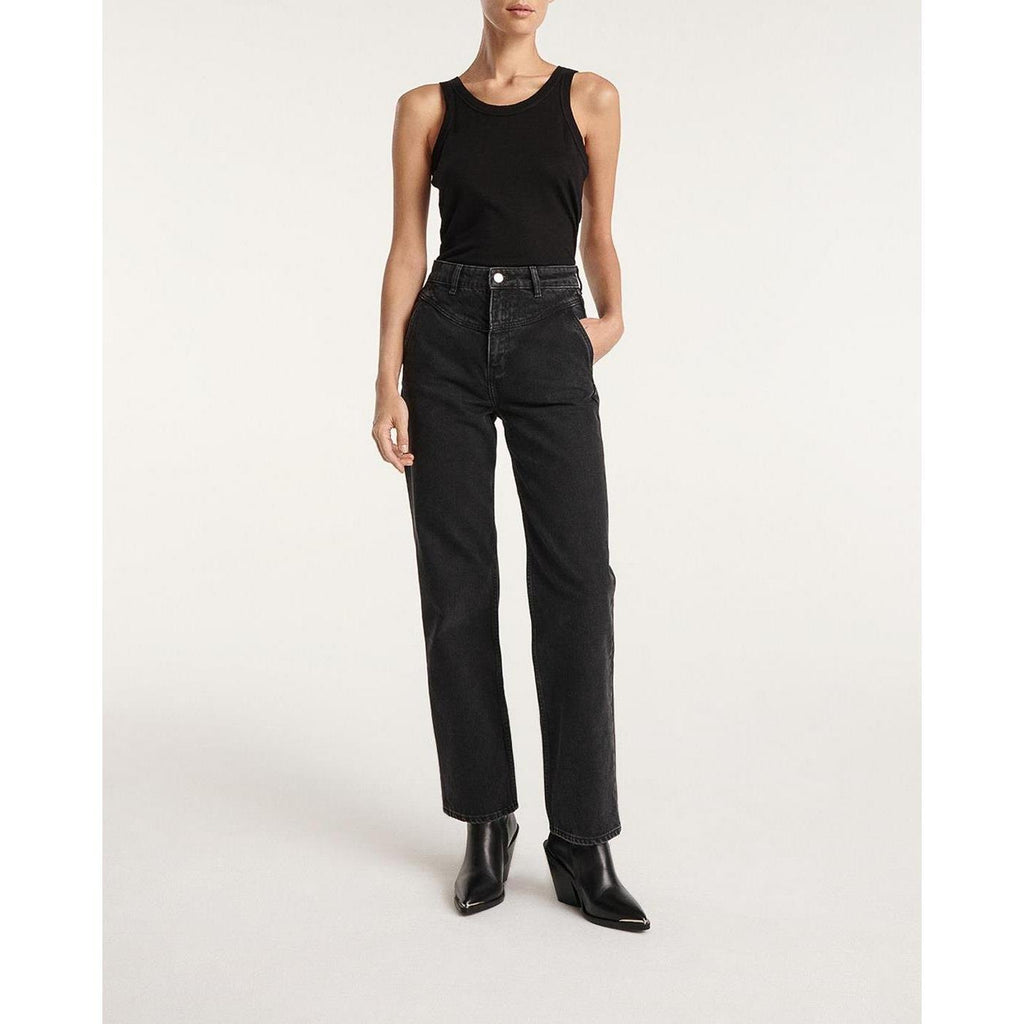 The Kooples - Jean Noir Large Naomy À Détail Matelassé - Femme