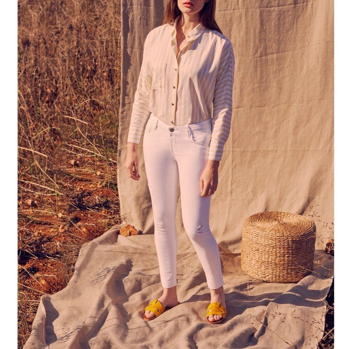 Lily Cropped Skinny Jeans - Denim White - Women