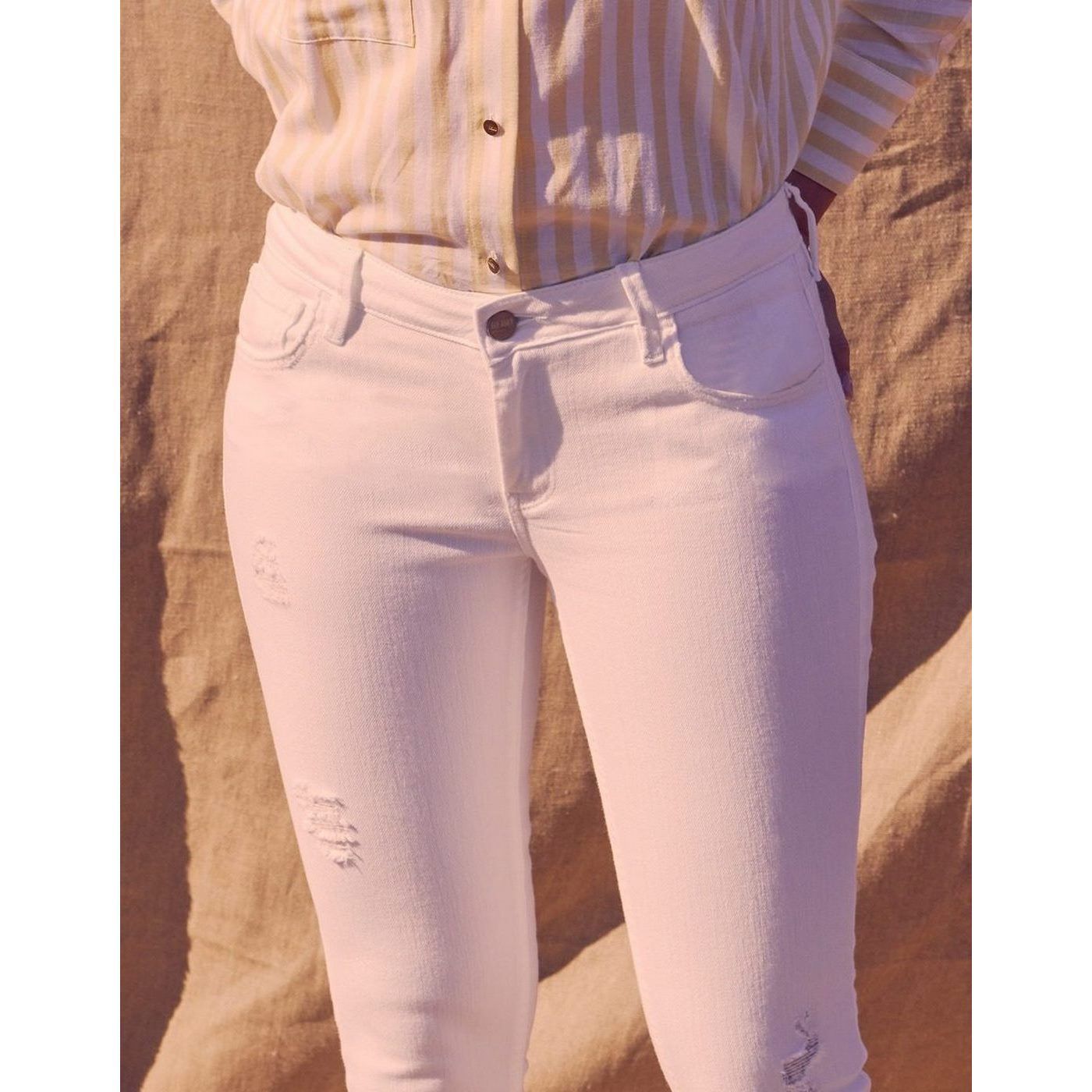 Lily Cropped Skinny Jeans - Denim White - Women