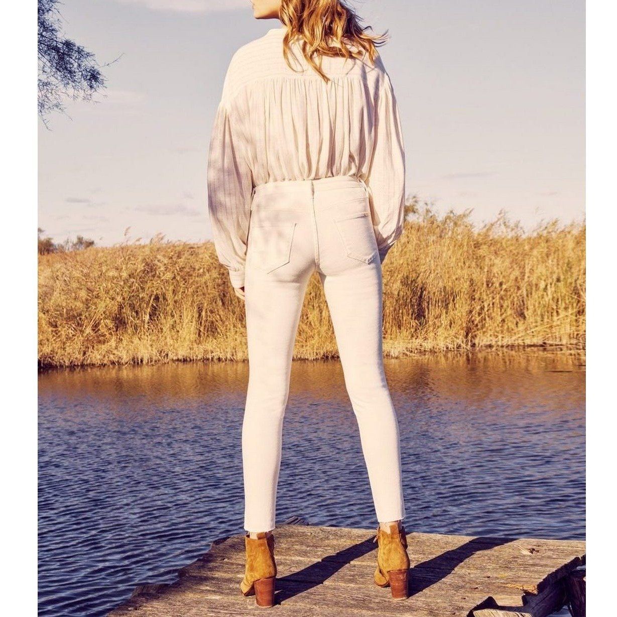 Cropped Skinny Jean Lily Herring - Off White Denim - Women