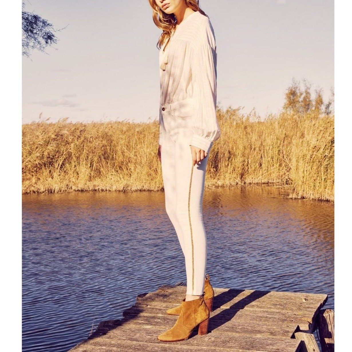 Cropped Skinny Jean Lily Herring - Off White Denim - Women