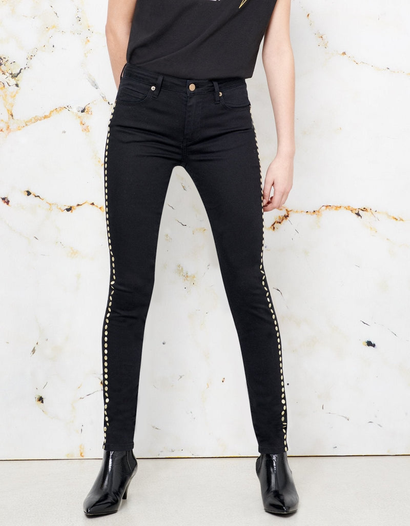Vaqueros pitillo con tachuelas Noris - Dnm Black - Mujer