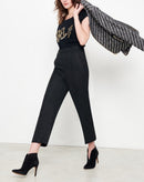Vaqueros Lorenzo Fancy Cropped Straight - Negro Glitter