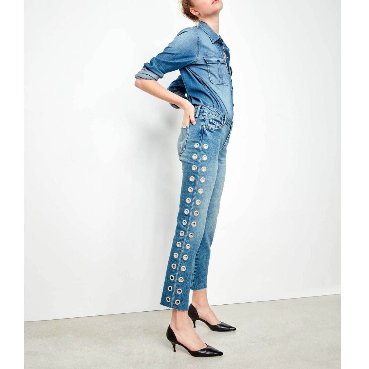 Jean Straight Cropped Prestonholes - Dnm M-85