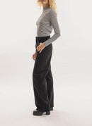 Karl Lagerfeld - Jean Wide Leg - Black Solid Denim - Femme