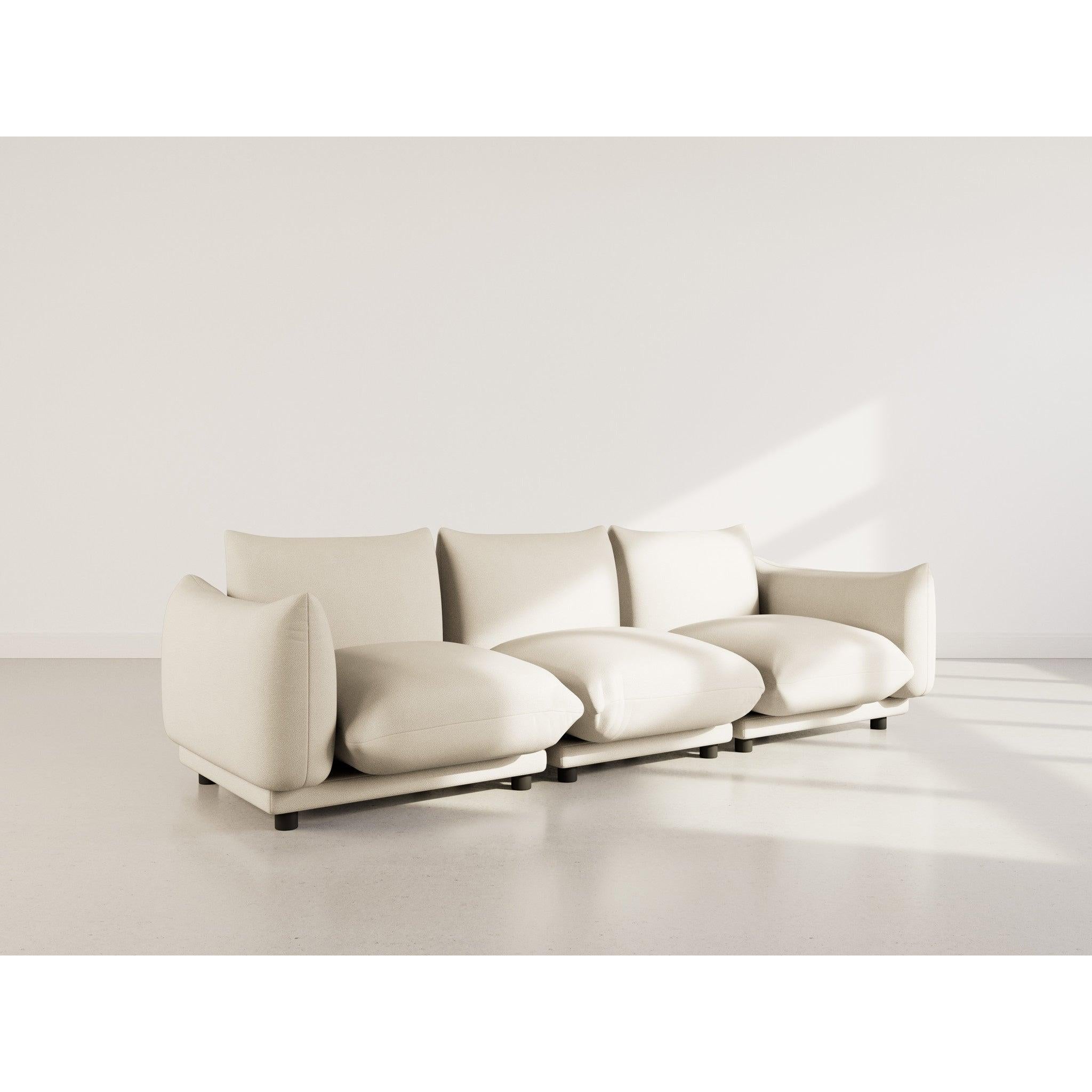 Jeanne - Sofá Modular - 3 Plazas - Terciopelo Texturizado - Beige
