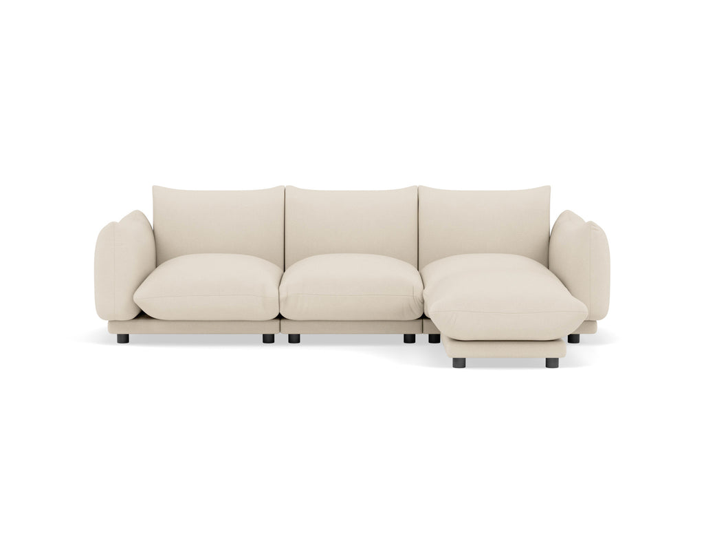 Jeanne - Divano Angolare Modulare Reversibile a 4 Posti - Velluto Strutturato - Beige
