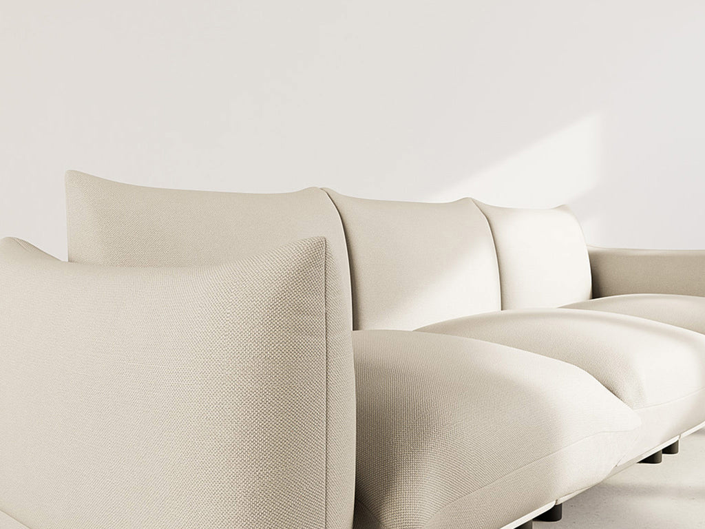 Jeanne - Divano Angolare Modulare Reversibile a 4 Posti - Velluto Strutturato - Beige