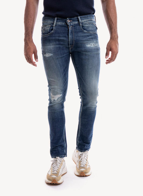 Replay - Jeans Straight Destroy - Medium Blue - Homme