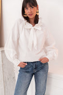 JESSI Blanche - Blouse Noeud