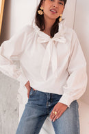 JESSI Blanche - Blouse Noeud