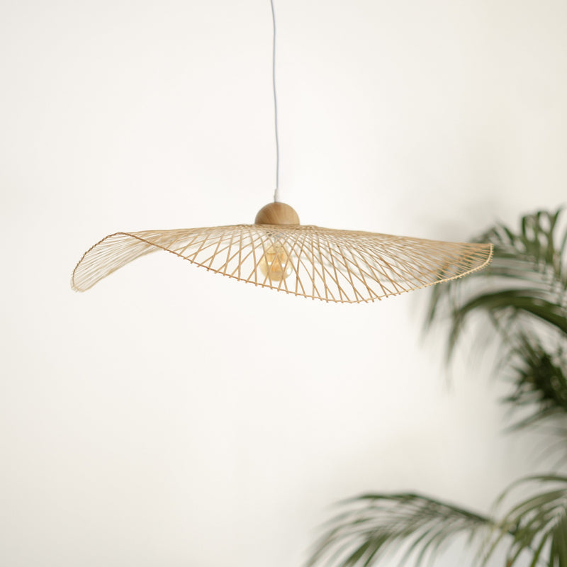Suspension Jipi en bambou avec fil blanc D75cm