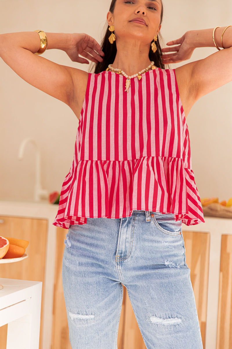 JOSIE Fuchsia- Top Peplum