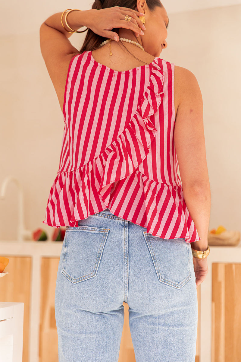 JOSIE Fuchsia- Top Peplum