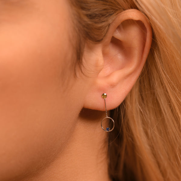 Pendientes “Aros Zafiro 0.05Ct/2” Oro Blanco 375/1000