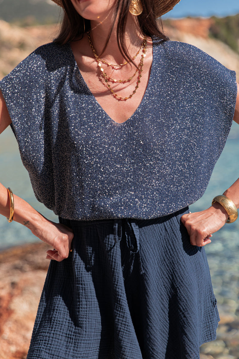 JUDY Bleu Marine - Top Lurex