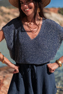 JUDY Bleu Marine - Top Lurex