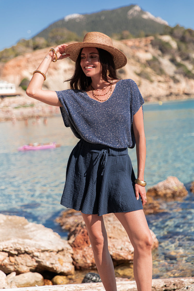 JUDY Bleu Marine - Top Lurex