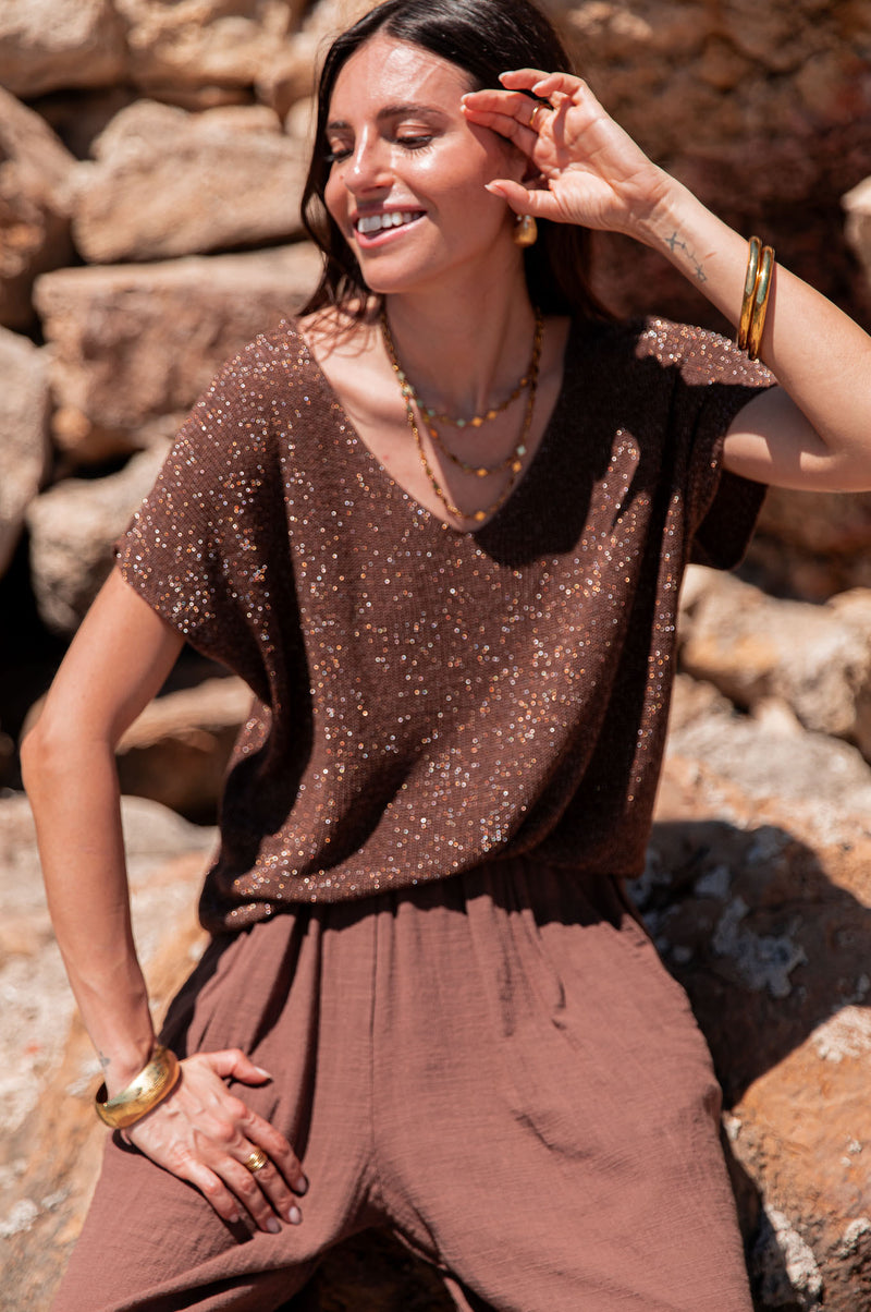 JUDY Chocolat - Top Lurex
