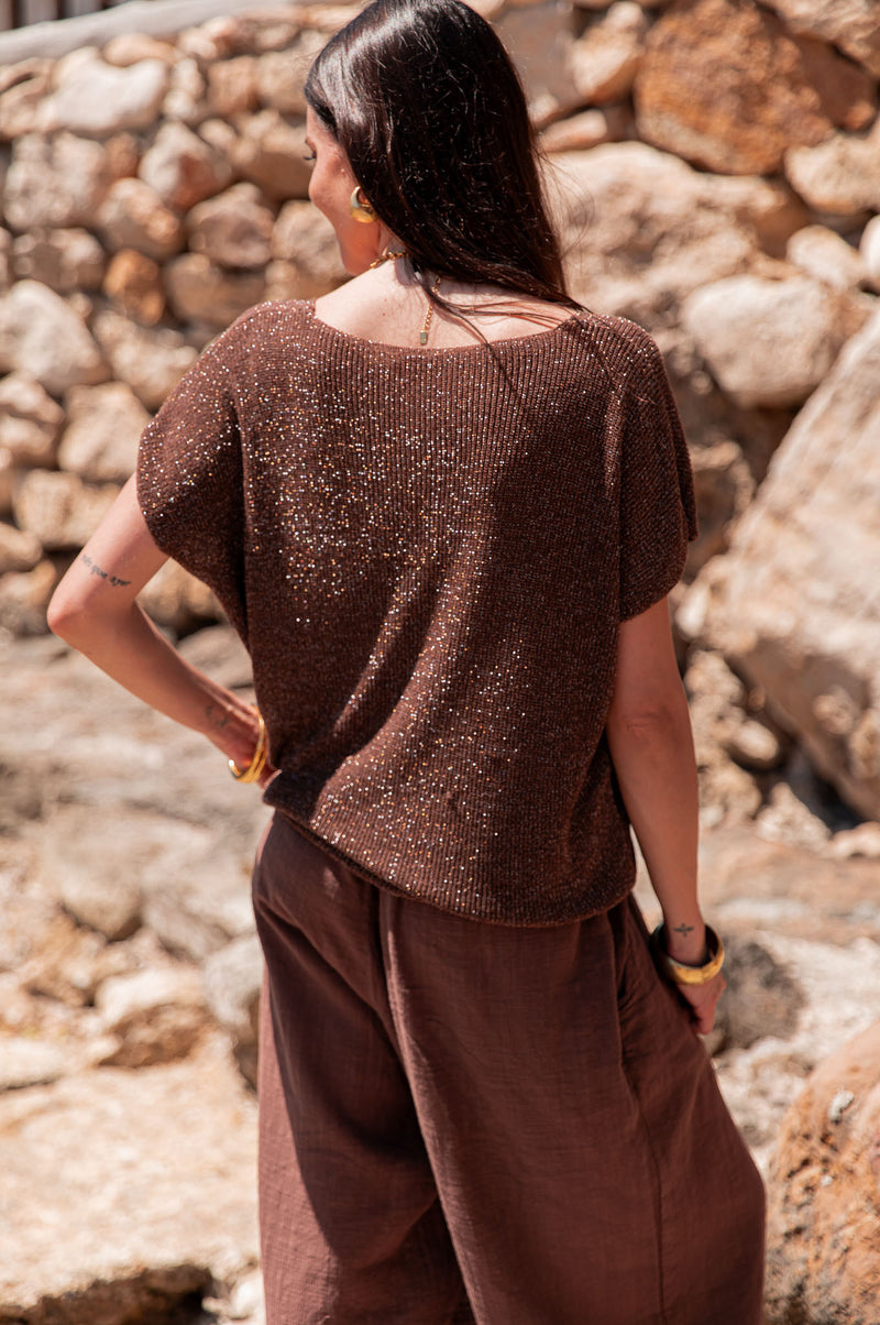 JUDY Chocolat - Top Lurex