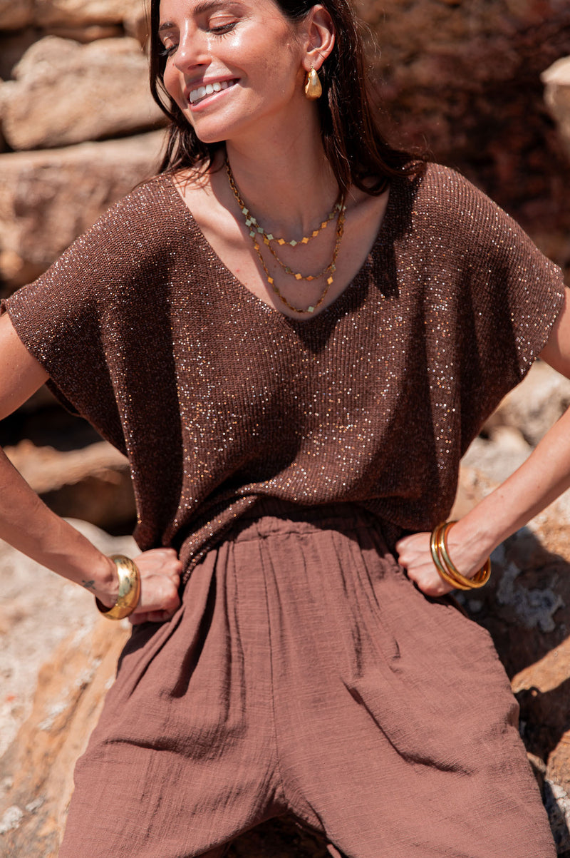JUDY Chocolat - Top Lurex