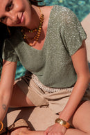 JUDY Kaki - Top Lurex