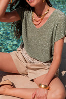 JUDY Kaki - Top Lurex