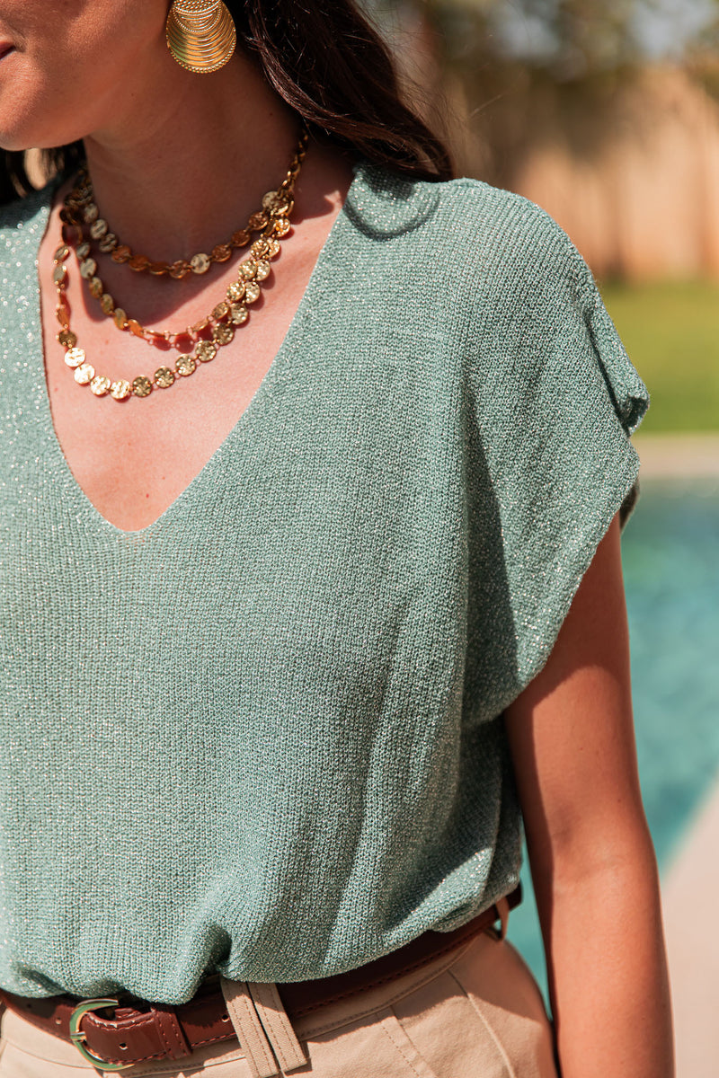 JUDY Vert Sauge - Top Lurex
