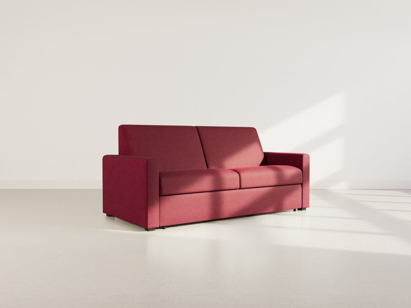 Julia - Canapé Convertible Couchage Quotidien - 3 Places - Tissu - Prune