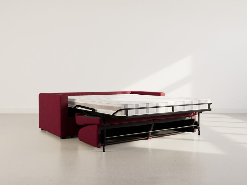 Julia - Canapé Convertible Couchage Quotidien - 3 Places - Tissu - Prune