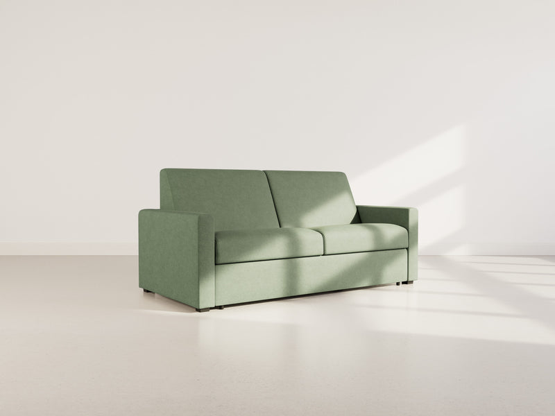 Julia - Sofá cama convertible de uso diario - 3 plazas - Tela - Verde