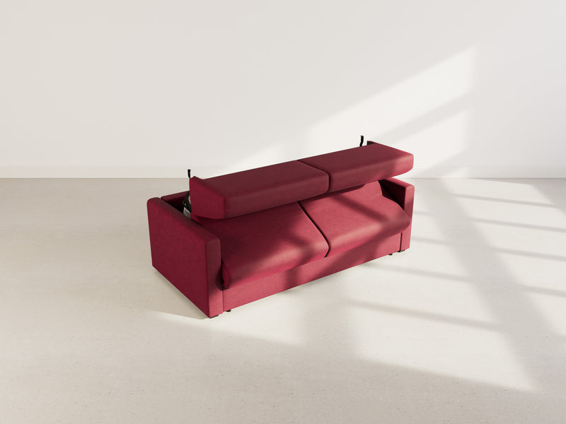 Julia - Canapé Convertible Couchage Quotidien - 3 Places - Tissu - Prune