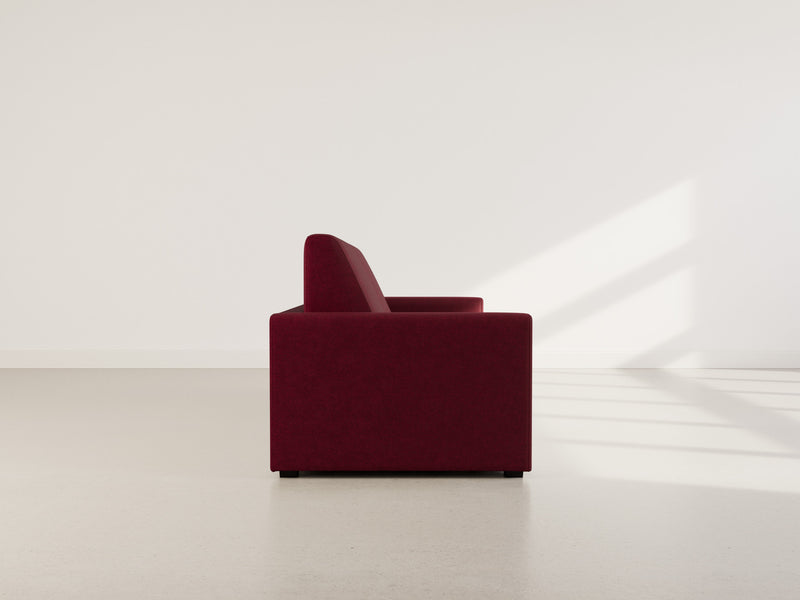 Julia - Canapé Convertible Couchage Quotidien - 3 Places - Tissu - Prune