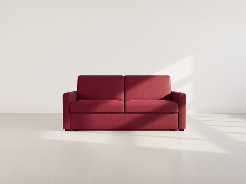 Julia - Canapé Convertible Couchage Quotidien - 3 Places - Tissu - Prune