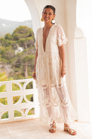 JULIETTE Beige - Robe Dentelle