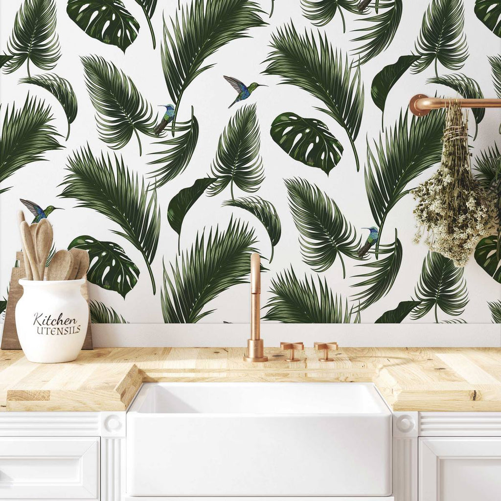 Jungle Wallpaper - Chalk White