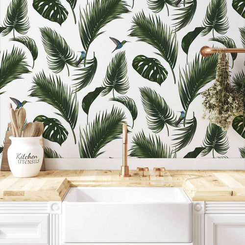 Papier Peint Jungle - Blanc Chalk