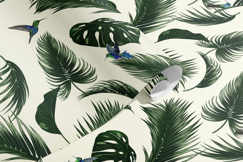 Papier Peint Jungle - Blanc Craie