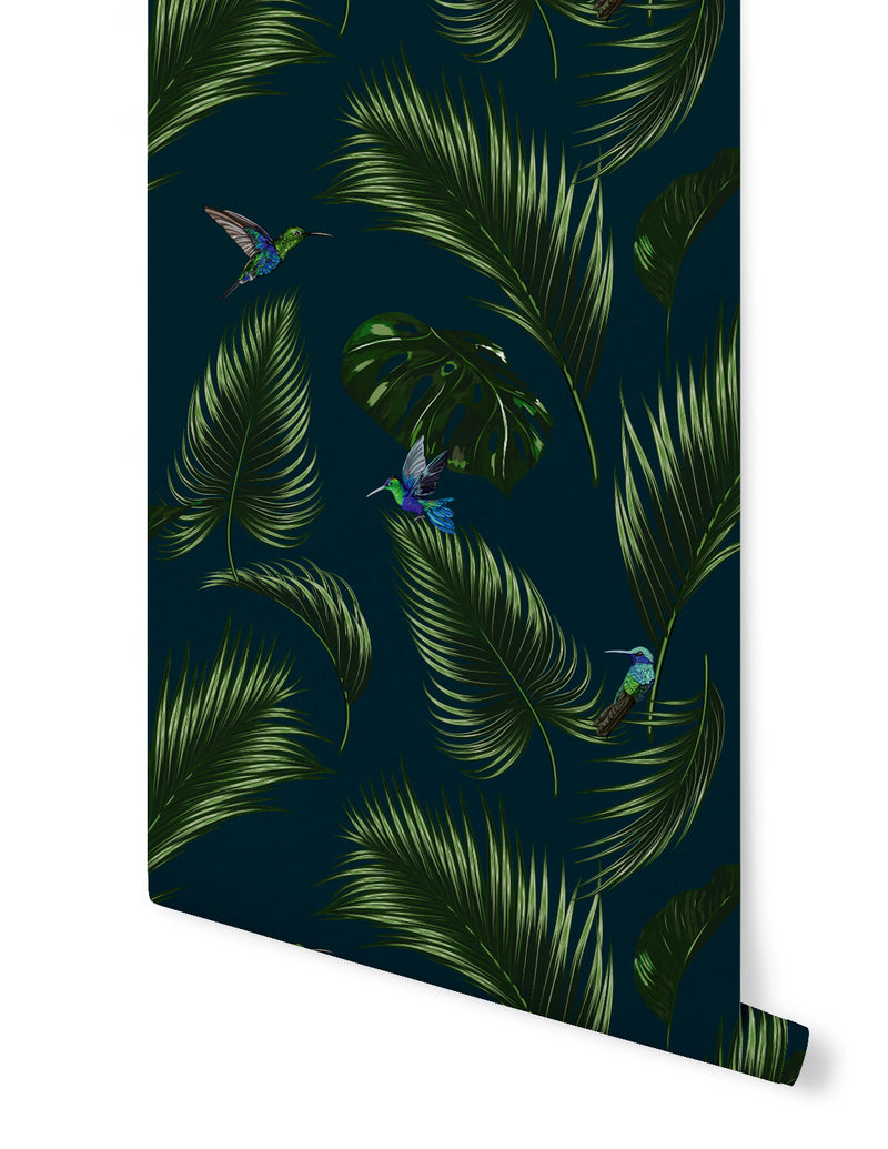 Papel pintado de la selva - Pato azul