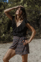 Carlitta Skirt - Eve Print Black Background