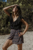 Plume Paris - Falda Carlitta - Eve Estampado Fondo Negro