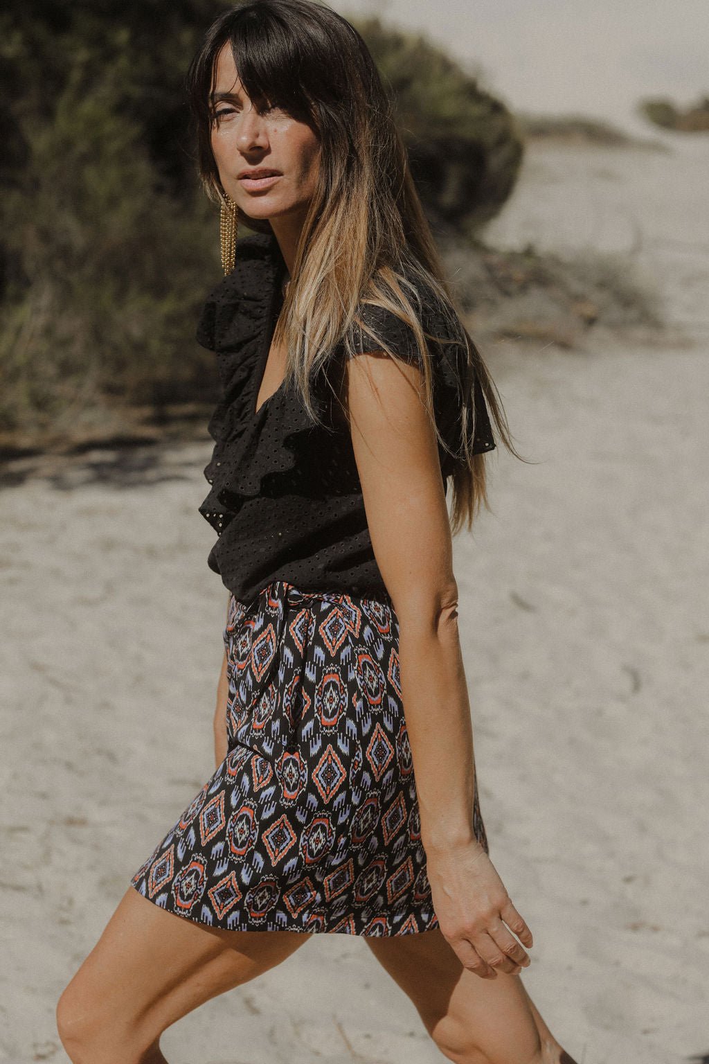 Carlitta Skirt - Eve Print Black Background