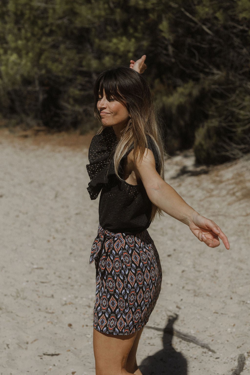 Carlitta Skirt - Eve Print Black Background