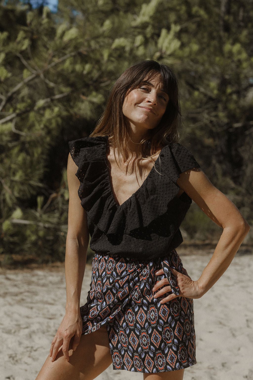 Carlitta Skirt - Eve Print Black Background