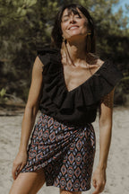 Carlitta Skirt - Eve Print Black Background