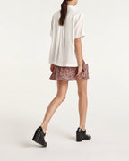 The Kooples - Short Fluid Printed Pink Skirt with Ruffles - Women